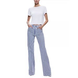 Alice & Olivia Women's CD403311630 Size 25 Indigo Admiral Stripe Bootcut Jeans